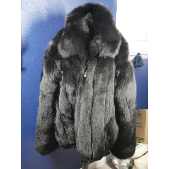 Amazing Designer Mary McFadden Couture Men's Black Fox Fur Coat Jacket - Picture 1 of 6